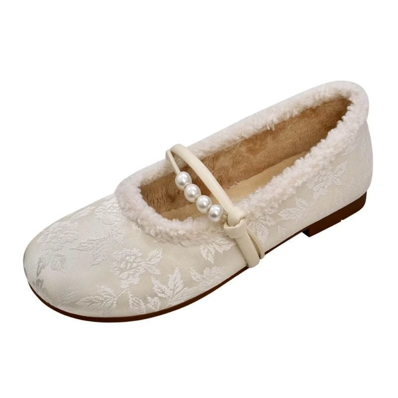 Мери Джейн обувки в национален стил, кръгъл нос, изкуствена кожа, нисък ток, закопчаване с катарама