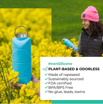 Bayzon сгъваема силиконова чаша, капак от 304 нерж. стомана, дръжка, туристическа употреба, персонализирано лого