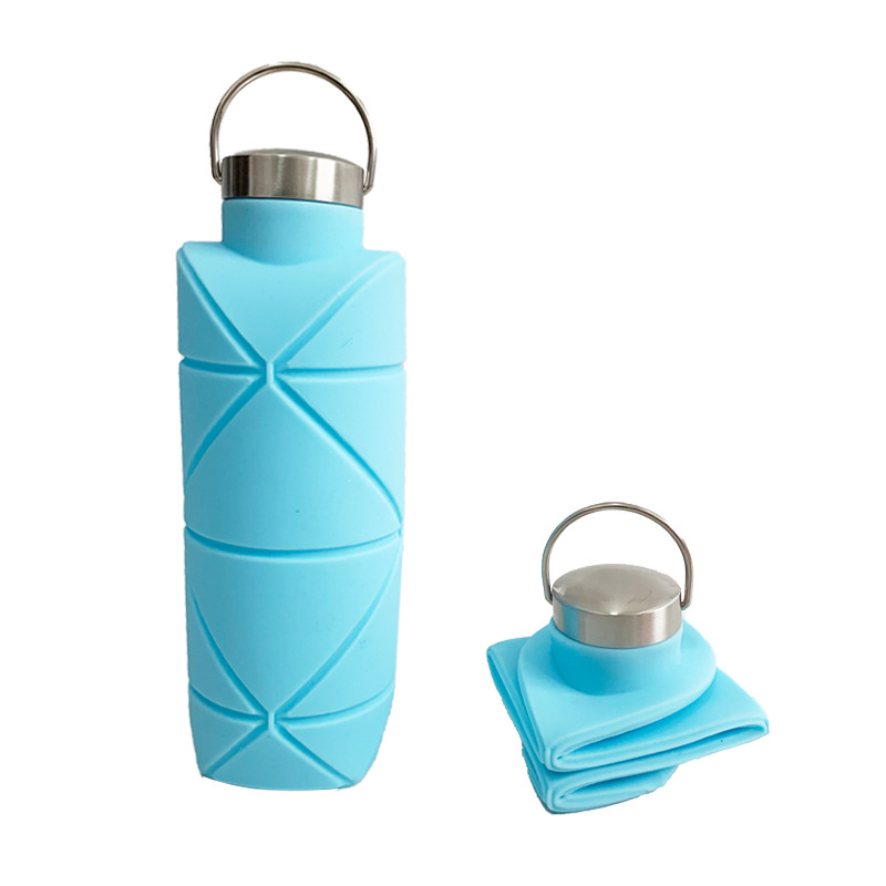 Bayzon сгъваема силиконова чаша, капак от 304 нерж. стомана, дръжка, туристическа употреба, персонализирано лого