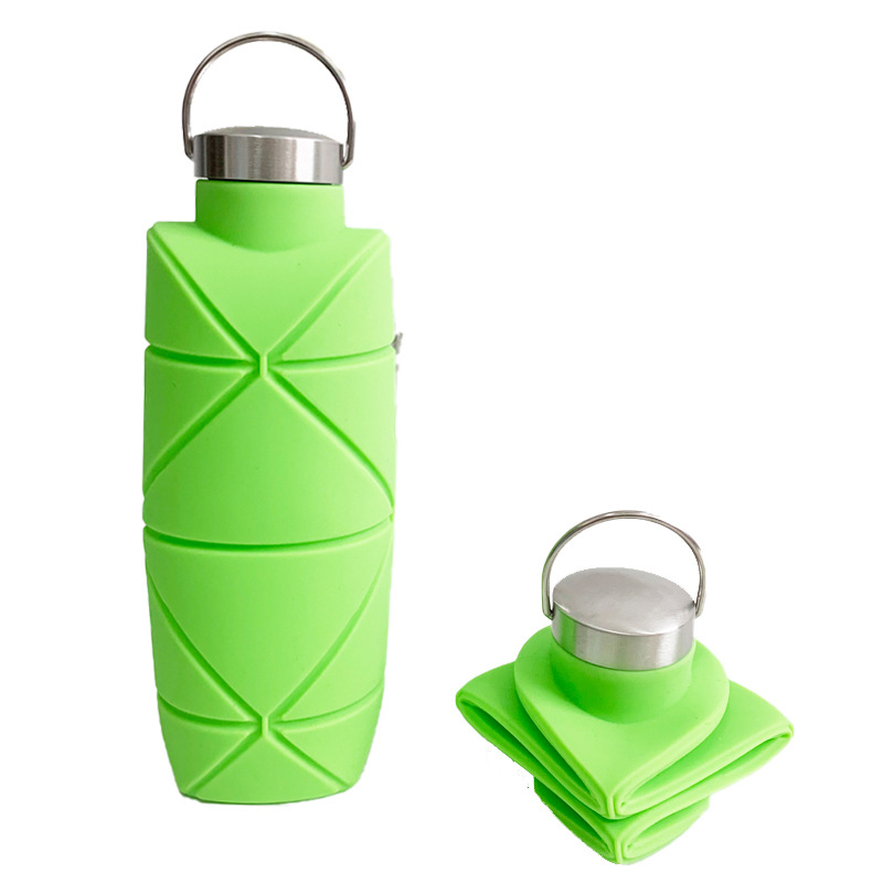 Bayzon сгъваема силиконова чаша, капак от 304 нерж. стомана, дръжка, туристическа употреба, персонализирано лого