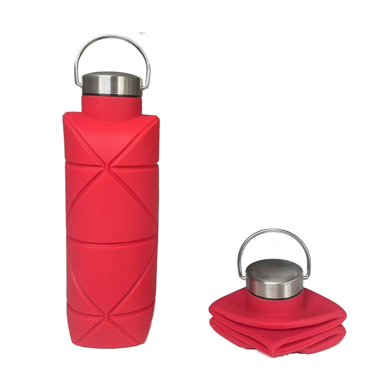 Bayzon сгъваема силиконова чаша, капак от 304 нерж. стомана, дръжка, туристическа употреба, персонализирано лого