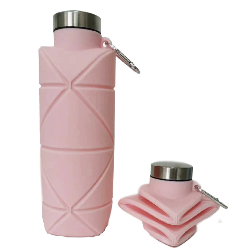 Bayzon сгъваема силиконова чаша, капак от 304 нерж. стомана, дръжка, туристическа употреба, персонализирано лого