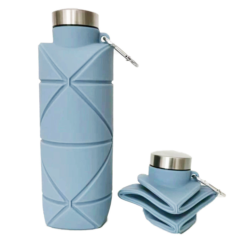 Bayzon сгъваема силиконова чаша, капак от 304 нерж. стомана, дръжка, туристическа употреба, персонализирано лого