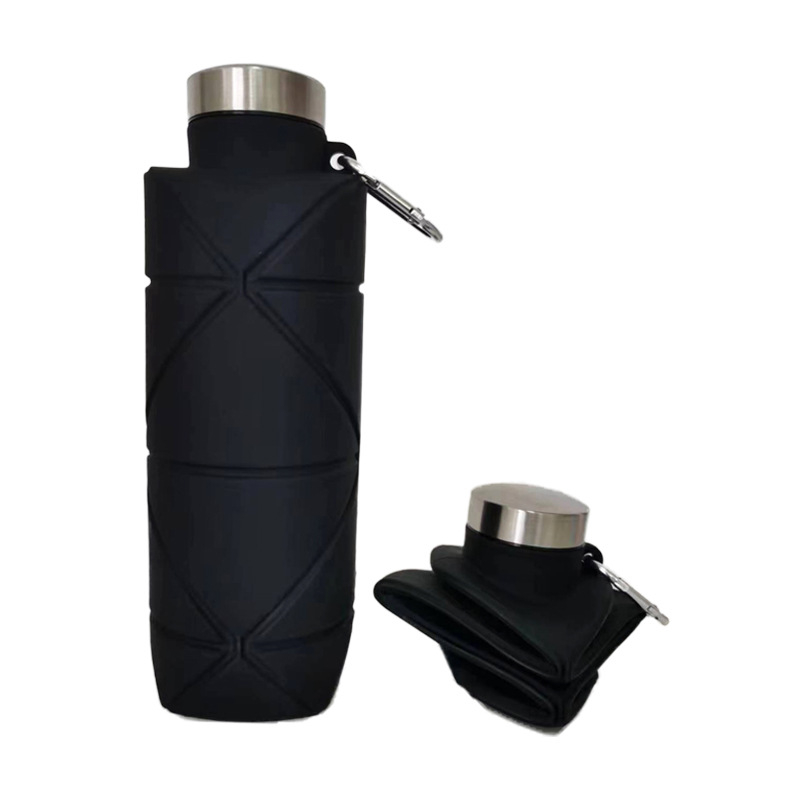 Bayzon сгъваема силиконова чаша, капак от 304 нерж. стомана, дръжка, туристическа употреба, персонализирано лого