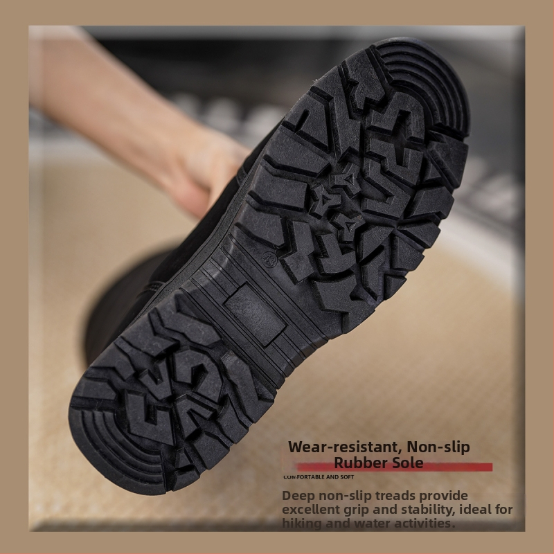 Ghete de iarnă pentru bărbați, outdoor — impermeabile, anti-derapare, calde, căptușite cu pluș artificial, partea superioară din bumbac