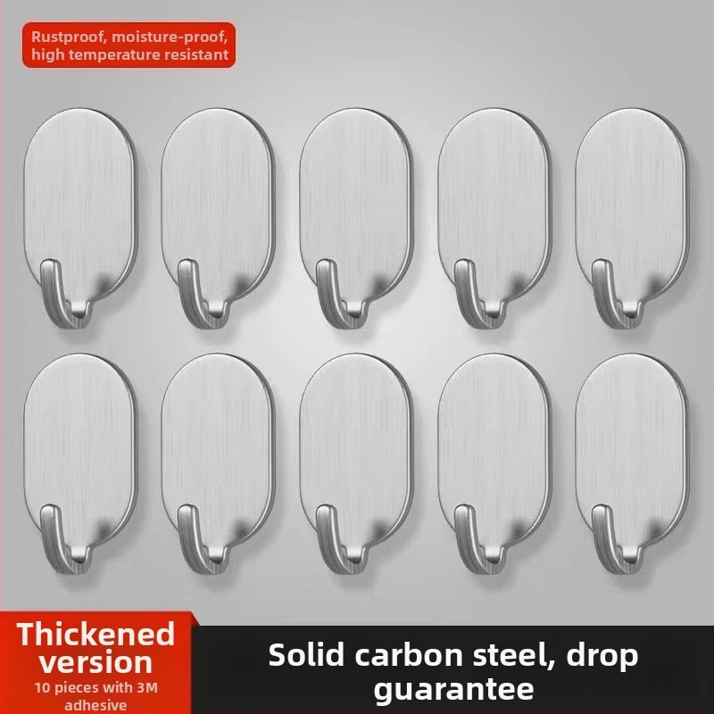 Адхезивна стенна закачалка - неръждаема стомана, двойна кука, модерен минималистичен стил, комплект 4 бр., носещ капацитет 15–20 кг