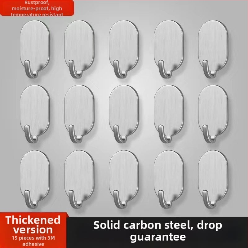 Адхезивна стенна закачалка - неръждаема стомана, двойна кука, модерен минималистичен стил, комплект 4 бр., носещ капацитет 15–20 кг