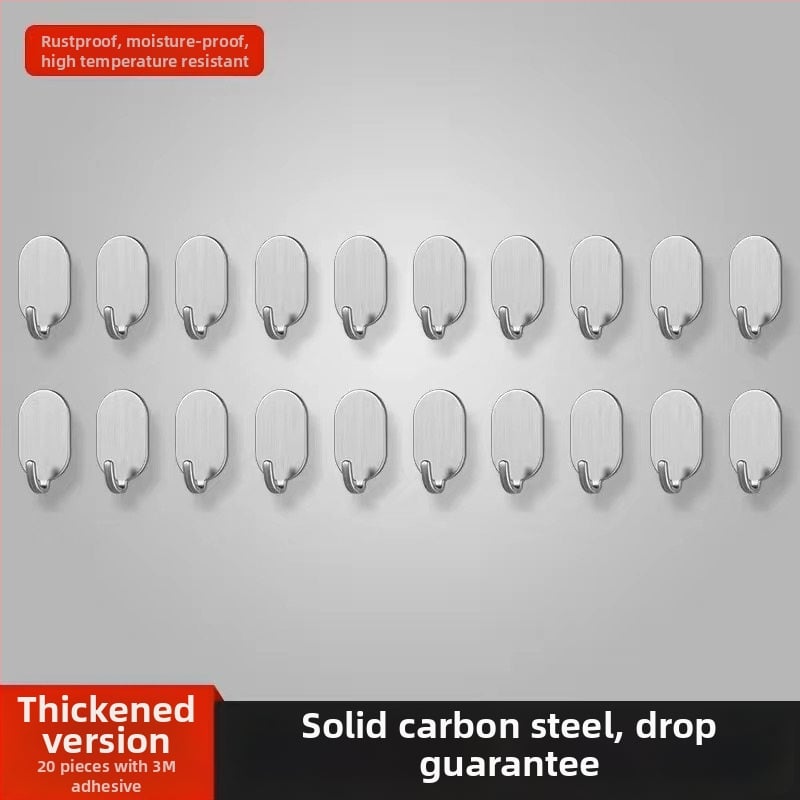 Адхезивна стенна закачалка - неръждаема стомана, двойна кука, модерен минималистичен стил, комплект 4 бр., носещ капацитет 15–20 кг
