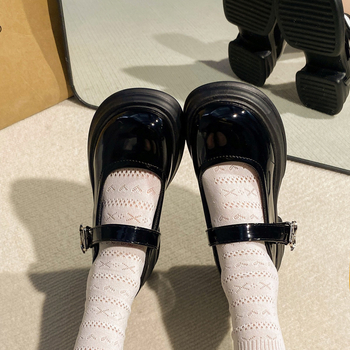 Loafers cu vârf rotund, partea superioară din piele sintetică, platformă 3–5 cm, design slip-on, stil coreean