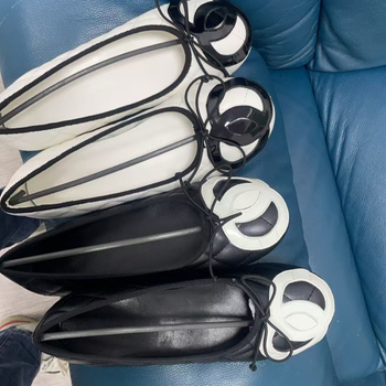 Balerini pentru femei cu vârf rotund, exterior din Super fiber, talpă din cauciuc, toc mic (<3 cm)