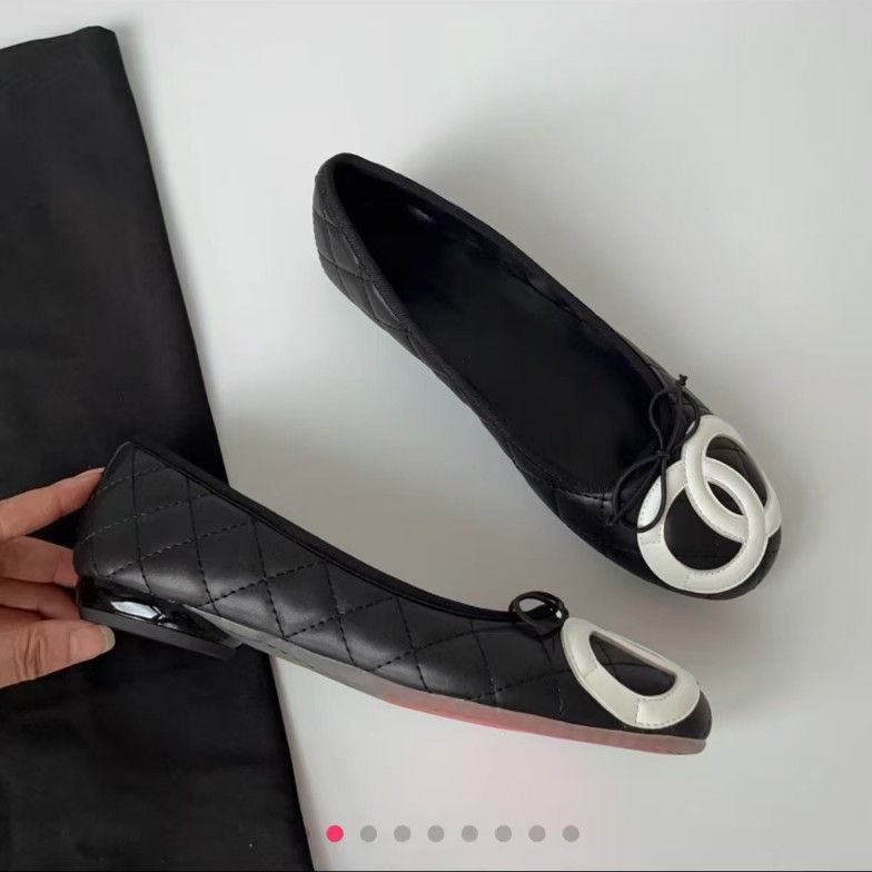 Balerini pentru femei cu vârf rotund, exterior din Super fiber, talpă din cauciuc, toc mic (<3 cm)