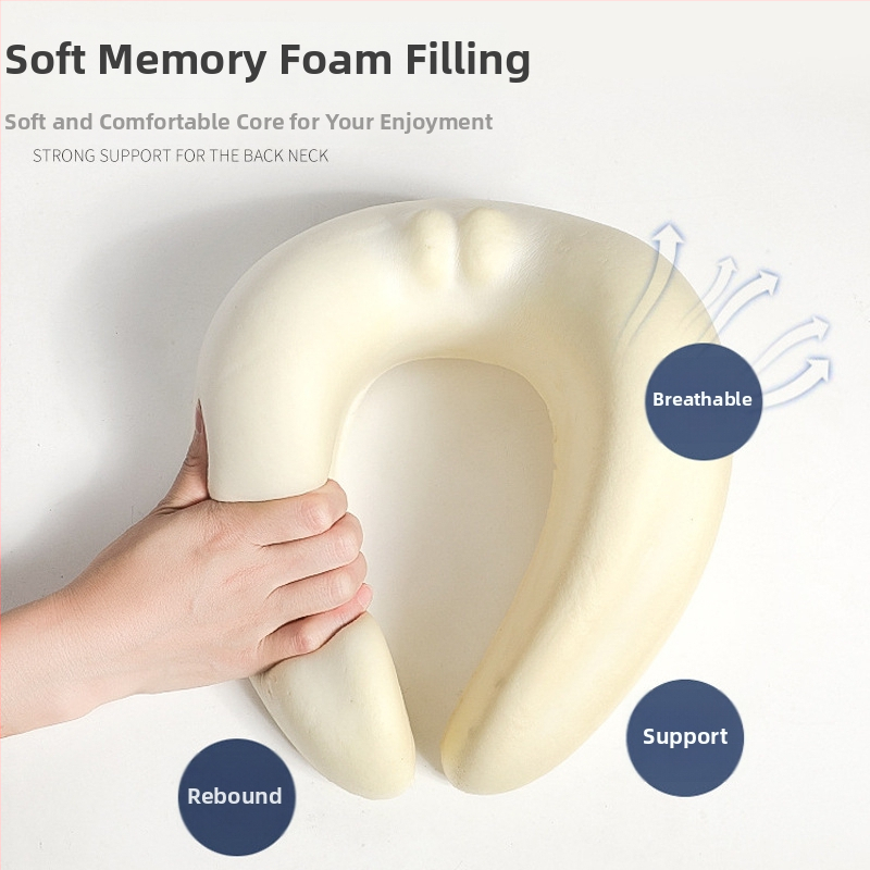U-образна възглавничка за шията с паметна пяна, трикотажна материя, универсална съвместимост, модерен минималистичен стил