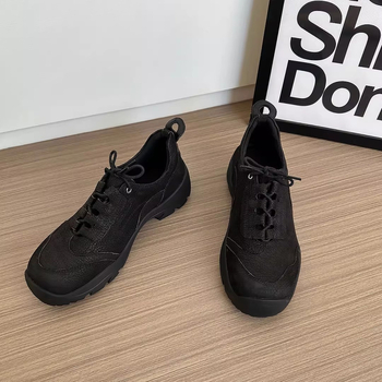 Lofers cu șireturi, vârf rotund, talpă din cauciuc, toc plat 1–3 cm, partea superioară și căptușeala din fibre super, toamnă 2025