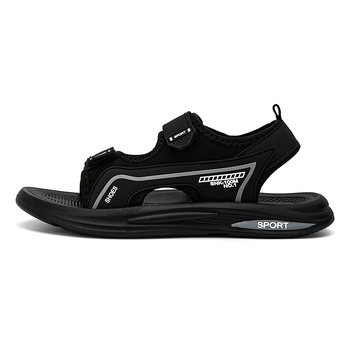 Мъжки плажни сандали с велкро, платнена горна част и PVC подметка, дишащи и с открити пръсти