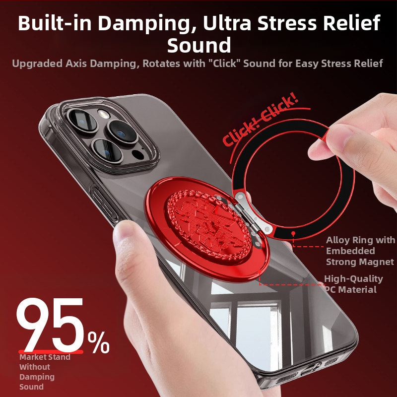 Prindere pentru telefon cu inel și suport rotativ, model universal, plastic + metal, fixare adezivă și pliere, anti-șoc