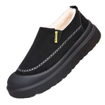 Muške papuče / kućna obuća - Slip-On, nubuk gornji dio, debela PVC potplata, topla zimska unutarnja obuća