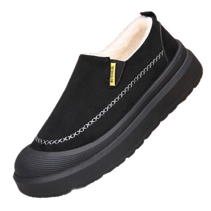 Muške papuče / kućna obuća - Slip-On, nubuk gornji dio, debela PVC potplata, topla zimska unutarnja obuća
