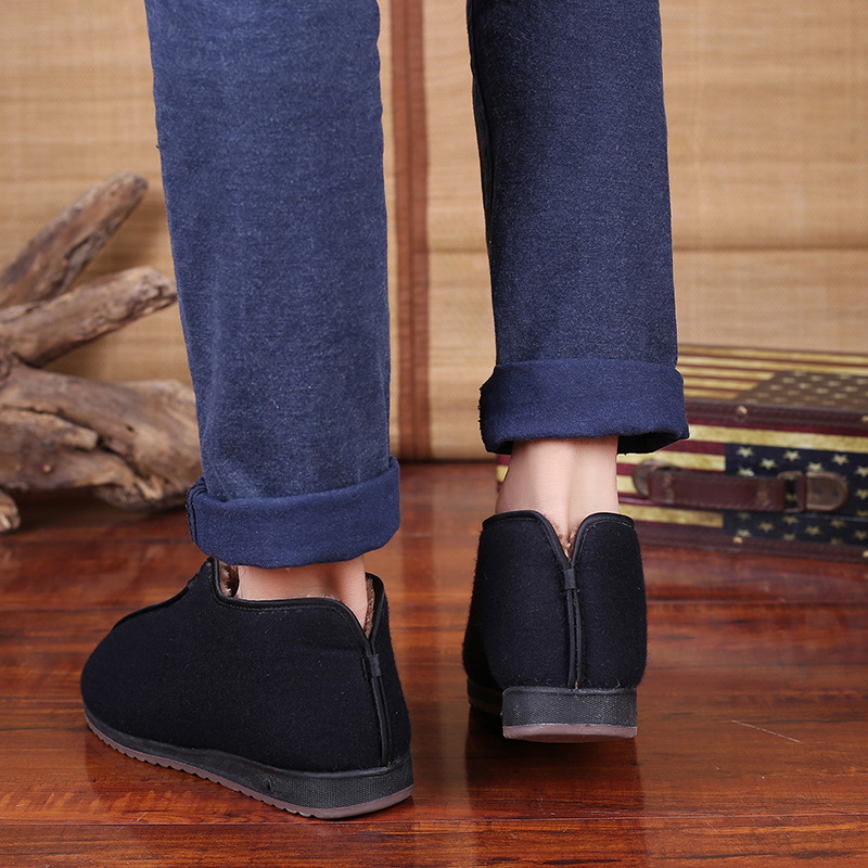 Zimske muške vunene papuče, Velvet High-Top stil, Old Beijing platnate cipele