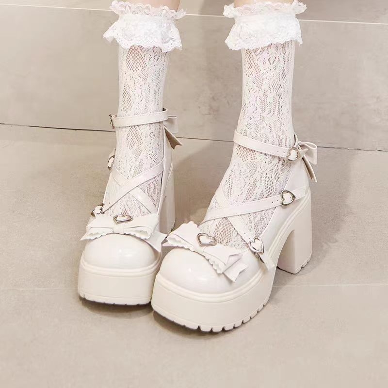 Ženske Mary Jane cipele s debelim potplatom za povećanje visine, gornji dio od poliestera, niski pet, PU potplat, kopča buckla