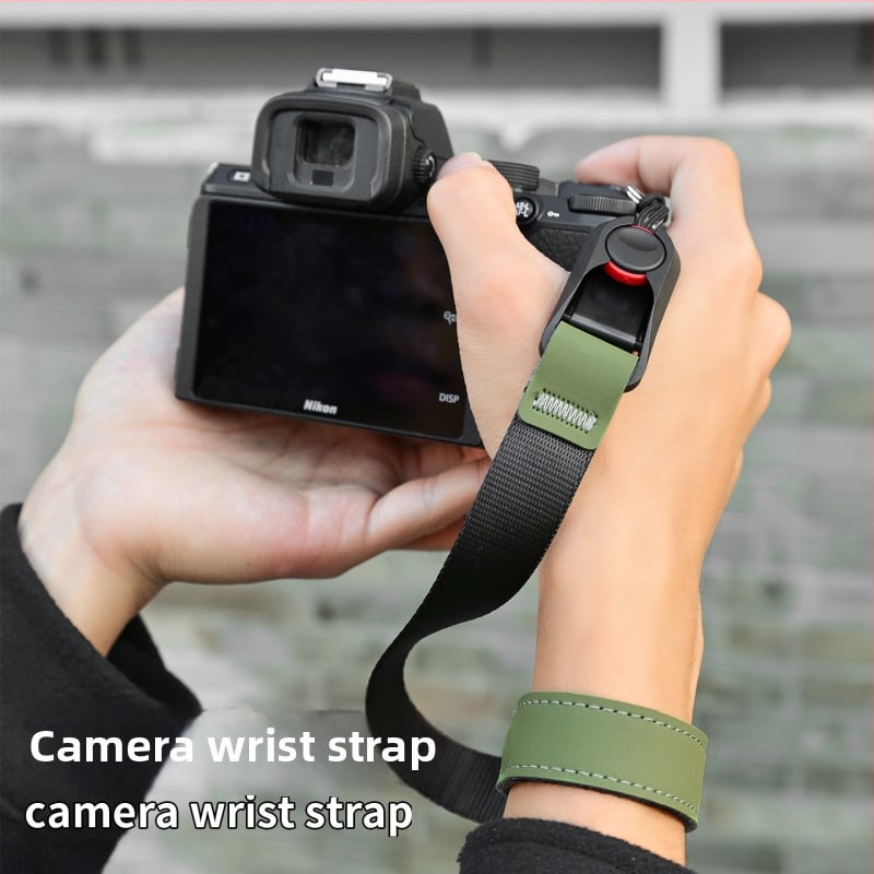 Zglobna ručna traka za kameru P-V1 — brzo otpuštanje, magnetski prilagodljivi remen; za DSLR i bez ogledala kamere; Materijal: webbing + koža + ABS; Težina: 50 g