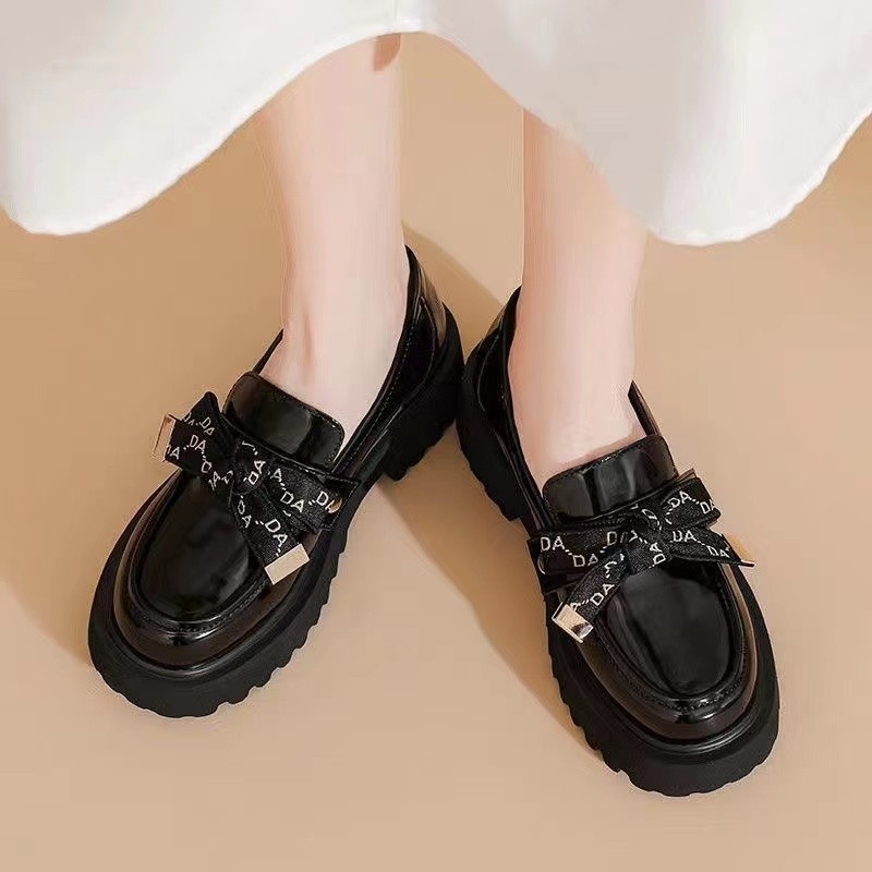 Ženske slip-on loaferice, britanski stil, okrugli vrh, PU gornji dio, gumena potplat, platforma 3-5 cm