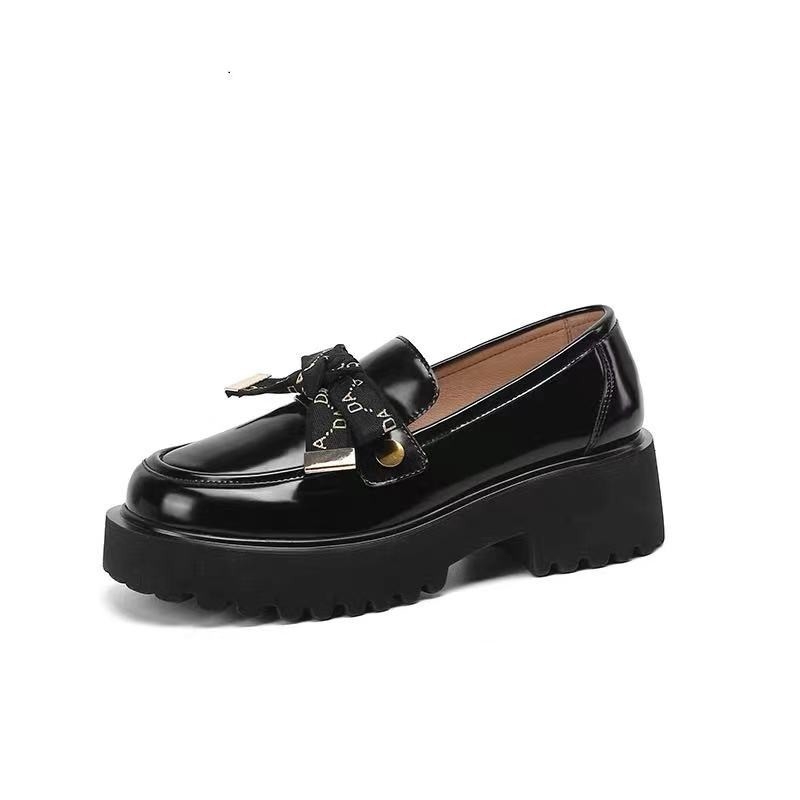 Ženske slip-on loaferice, britanski stil, okrugli vrh, PU gornji dio, gumena potplat, platforma 3-5 cm