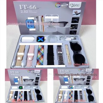 Pametni sat s Bluetooth slušalicom i setom naočala – kućište od aluminijske legure 44 mm, IPS zaslon, mjerenje otkucaja srca, krvnog tlaka i zasićenja krvi kisikom, praćenje sna, magnetsko punjenje, kompatibilan s iOS