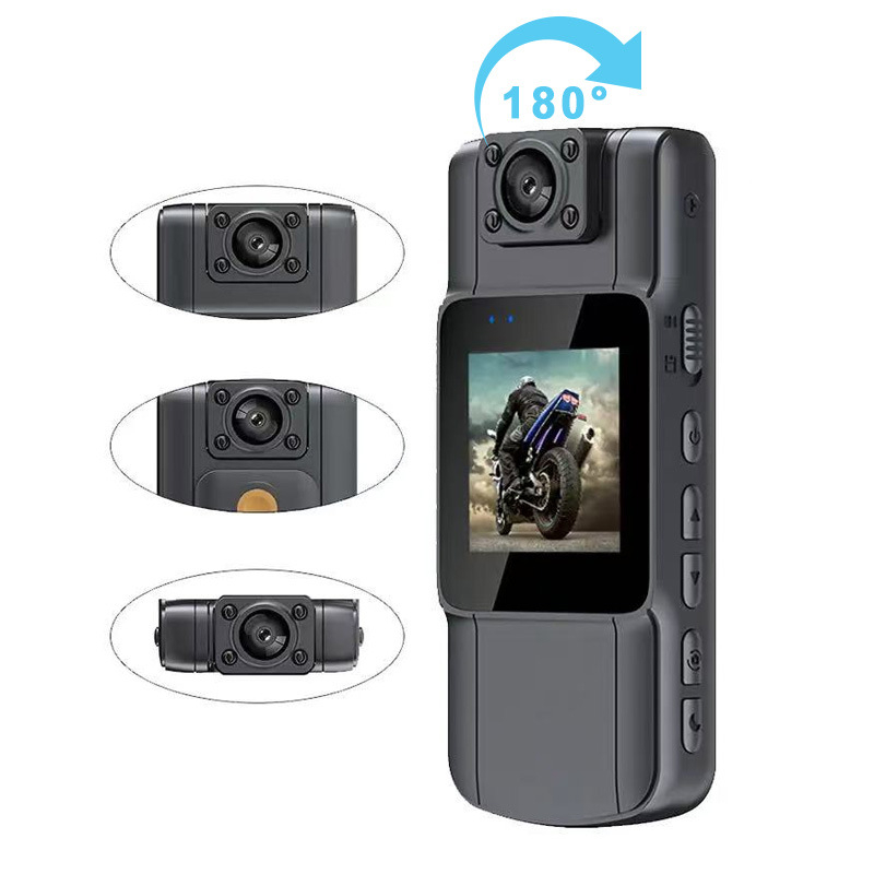 Viselhető mágneses forgó kamera kerékpározáshoz, 4K Ultra HD felvétel, IPS 1,5 hüvelykes kijelző, MicroSD tárhely, elektronikus képstabilizálás