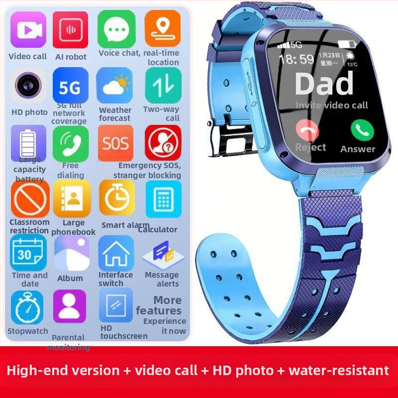 Dječji 5G pametni sat s telefonskom funkcijom, model W59, dodirni zaslon