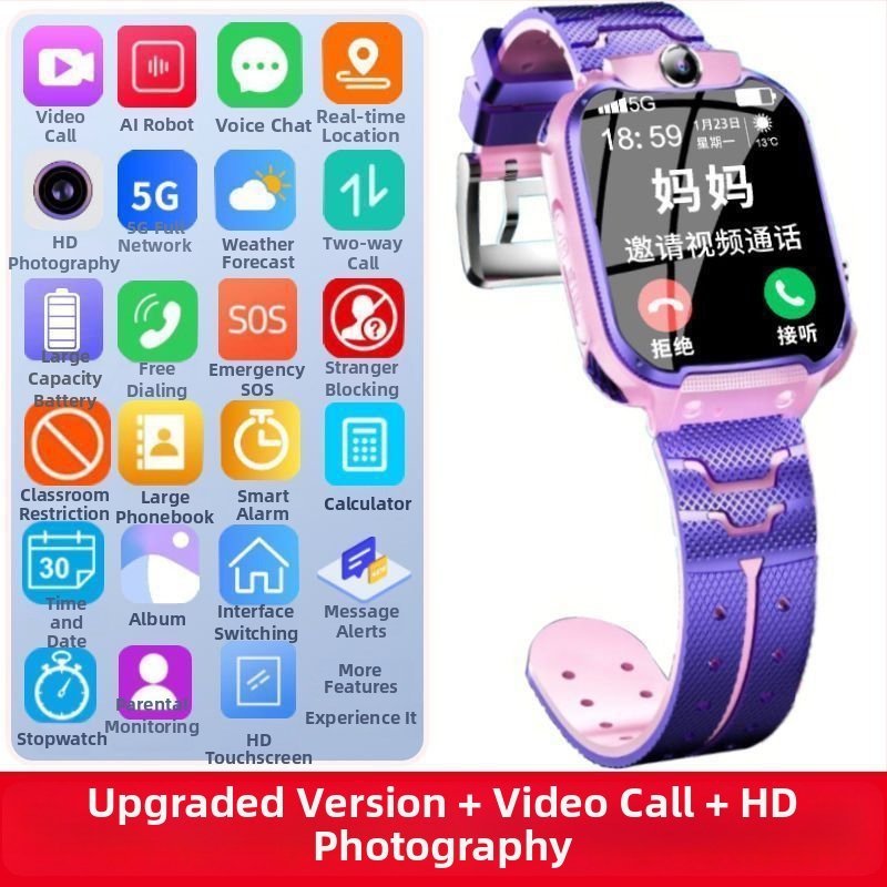 Dječji 5G pametni sat s telefonskom funkcijom, model W59, dodirni zaslon