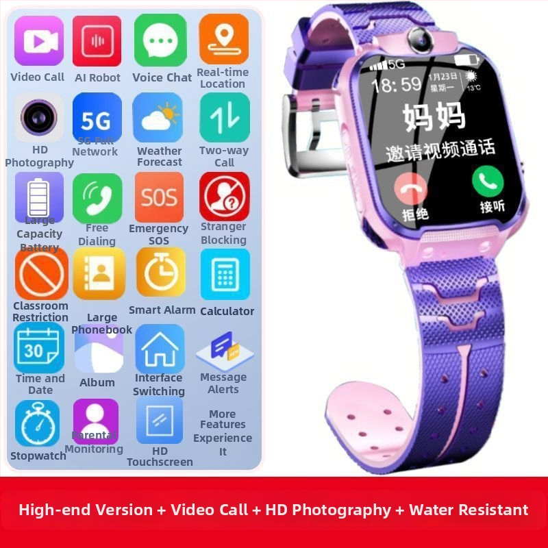 Dječji 5G pametni sat s telefonskom funkcijom, model W59, dodirni zaslon