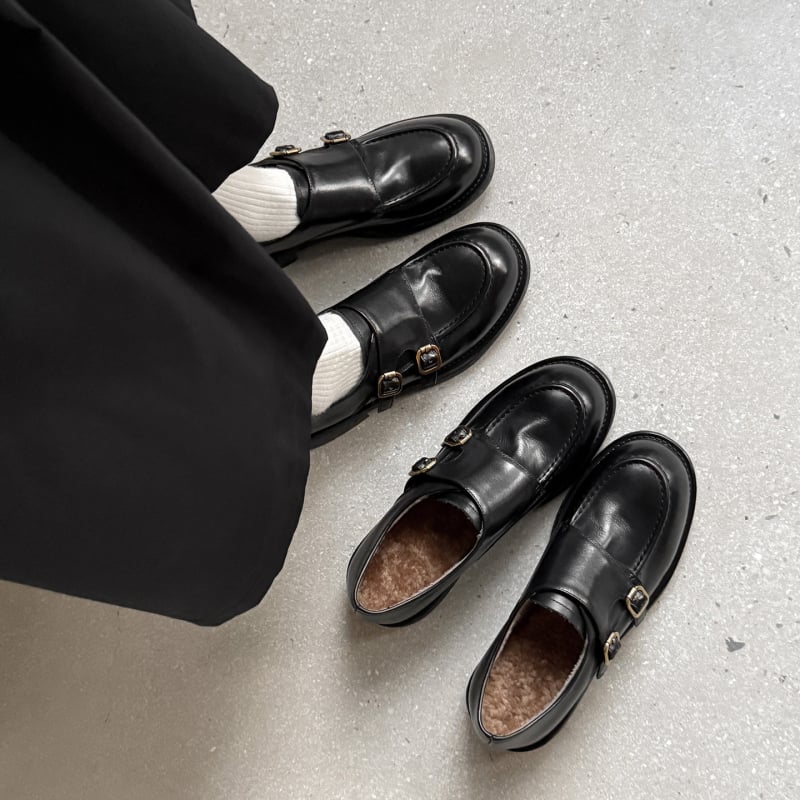 Ženske kožne loaferice u japanskom stilu – dvostruka goveda koža gornji dio, zaobljeni vrh, srednja peta 3–5 cm, slip-on