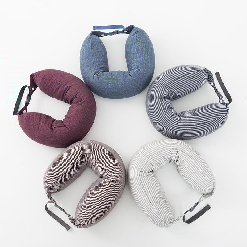 Φορητό μαξιλάρι λαιμού σε σχήμα U, λατέξ γέμιση, κατάλληλο για ενήλικες, για γραφείο και ταξίδια, κάλυμμα από 100% βαμβάκι, ιαπωνικού στυλ