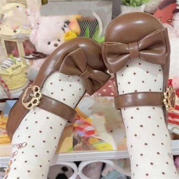 Lolita ženske cipele s okruglim nosom, JK stil, PU gornji dio, gumeni đon, niski 1–3 cm, kopča s jednim remenom