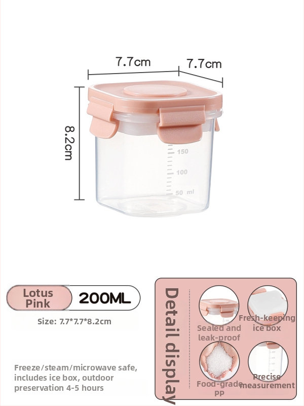 Kutija za čuvanje hrane s ladicom za led, zatvarač tipa brave, prijenosna, s mjernom skalom (PP)