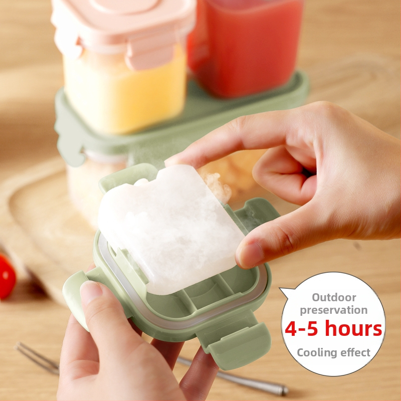 Kutija za čuvanje hrane s ladicom za led, zatvarač tipa brave, prijenosna, s mjernom skalom (PP)