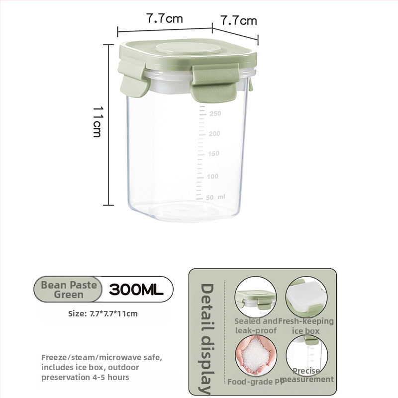 Kutija za čuvanje hrane s ladicom za led, zatvarač tipa brave, prijenosna, s mjernom skalom (PP)