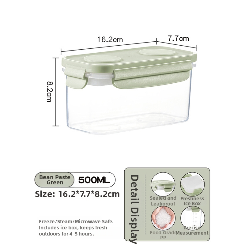 Kutija za čuvanje hrane s ladicom za led, zatvarač tipa brave, prijenosna, s mjernom skalom (PP)