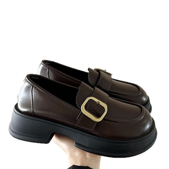 Ženske Lofu cipele, gornji materijal od bikove kože, Slip-On, okrugli vrh, srednja peta 3-5 cm