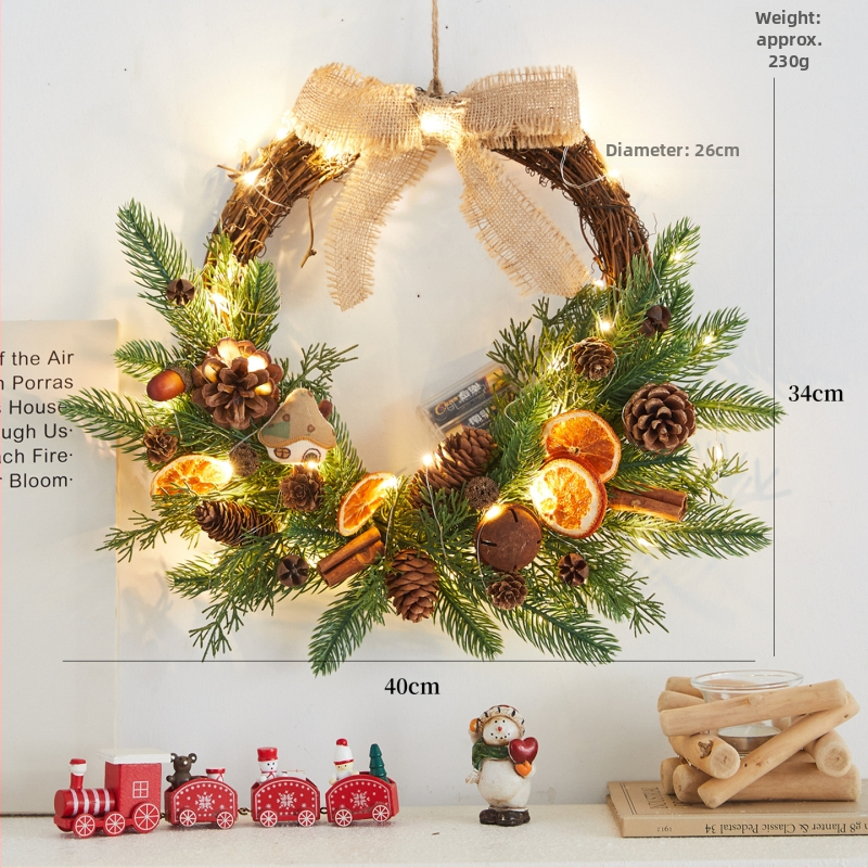 Vianočná ozdoba na dvere, drevo a PVC materiály, značka First Flower, štýl Ins