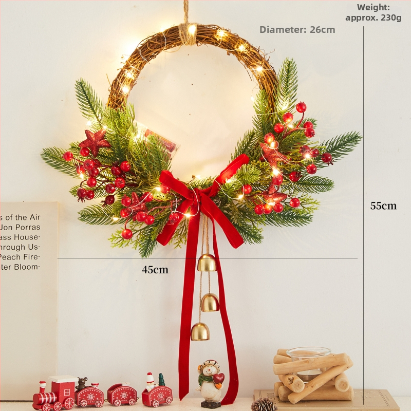 Vianočná ozdoba na dvere, drevo a PVC materiály, značka First Flower, štýl Ins