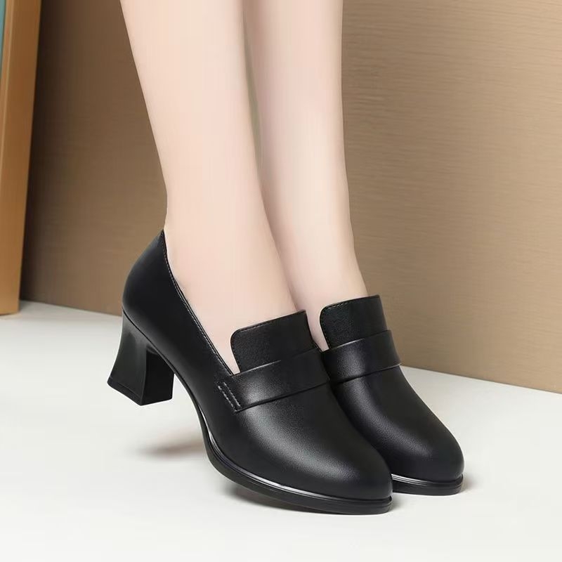 Ženske PU loafers, vodootporne, s dubokim otvorom, okrugli vrh, unutarnja koža sintetička, podstava PU, visina potpetice 3–6 cm