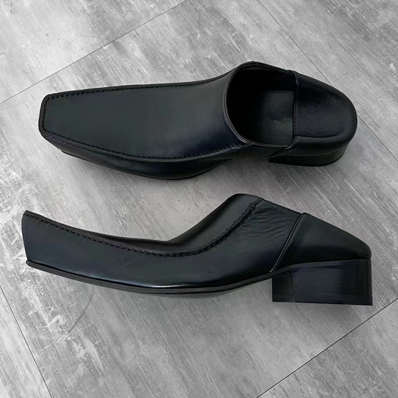 Unisex Derby cipele od kože, kvadratni nos, gornji dio od mikrovlakana, debeli srednji pet 3-5 cm, gumena potplat