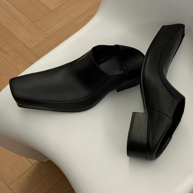 Unisex Derby cipele od kože, kvadratni nos, gornji dio od mikrovlakana, debeli srednji pet 3-5 cm, gumena potplat