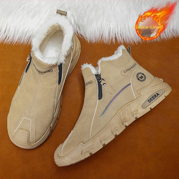 Férfi téli papucs fleece-béléssel, vastag, csúszásmentes gumitalp, kopásálló