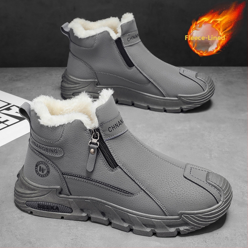 Férfi téli papucs fleece-béléssel, vastag, csúszásmentes gumitalp, kopásálló