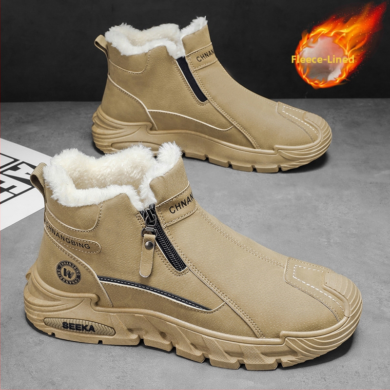 Férfi téli papucs fleece-béléssel, vastag, csúszásmentes gumitalp, kopásálló