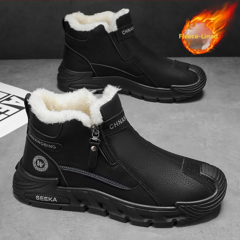 Férfi téli papucs fleece-béléssel, vastag, csúszásmentes gumitalp, kopásálló