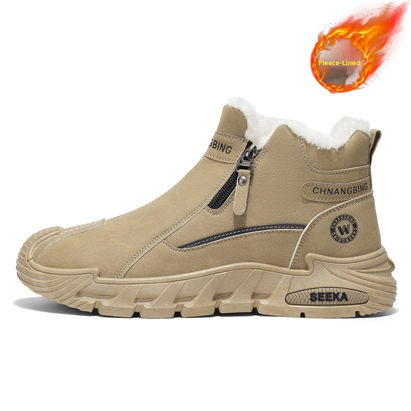 Férfi téli papucs fleece-béléssel, vastag, csúszásmentes gumitalp, kopásálló