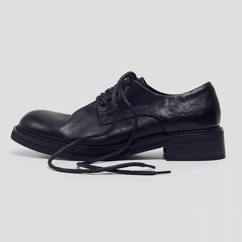 Unisex derby cipele od split kože, okrugli nos, vezanje, debeli gumeni potplat, prugasti uzorak, ležerni stil